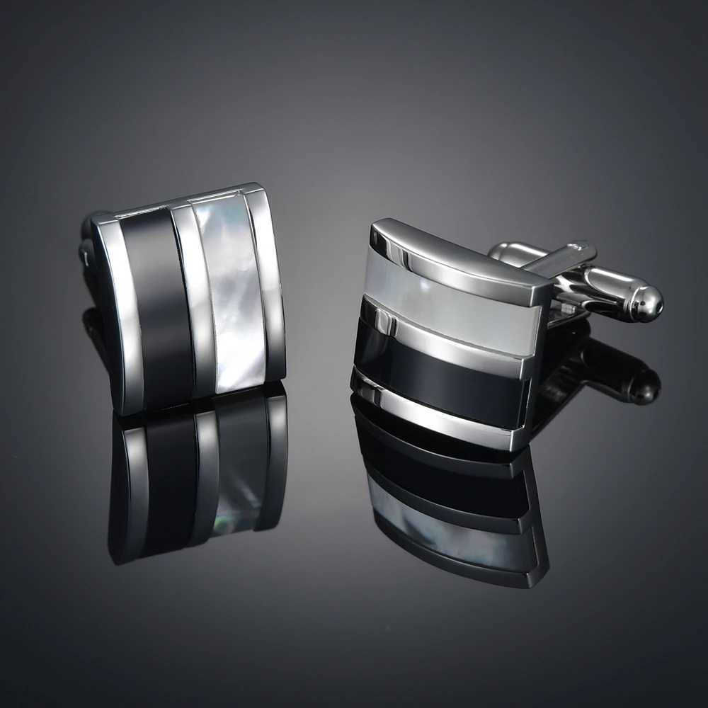 Luxury mens shirt cufflinks brand cufflinks black gemstones high-quality abotoaduras customersT250412