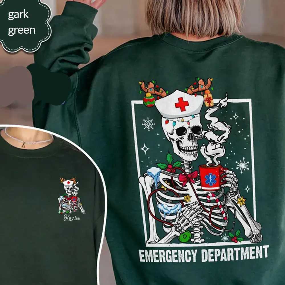 POD customization Womens Custom Christmas Er Nurse Sweatshirt Emergency Department Nurse Crew Sweatshirts Long Sleeve Y2k Clothes New in TopsT251112