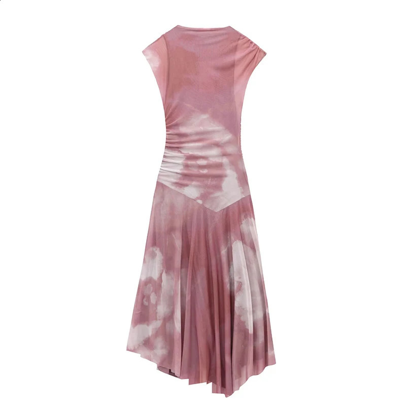 RAFZNB pleated chiffon long dress for women fashionable sleeveless Midi dress summer retro womens elegant party dress 250408