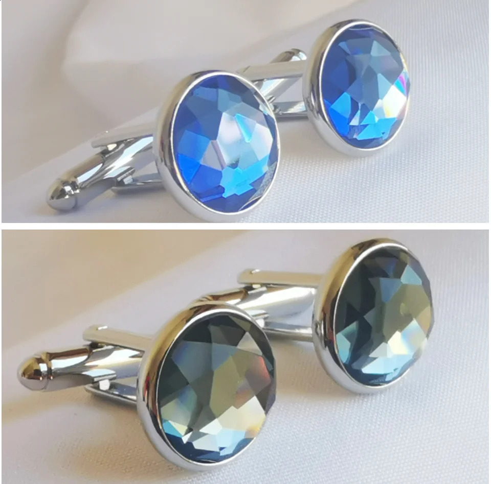 10 pairs/batch Brilliant Cut Rhinestone cufflinks Royal Blue/Grey Crystal cufflinks Mens Jewelry Accessories Wholesale 250409