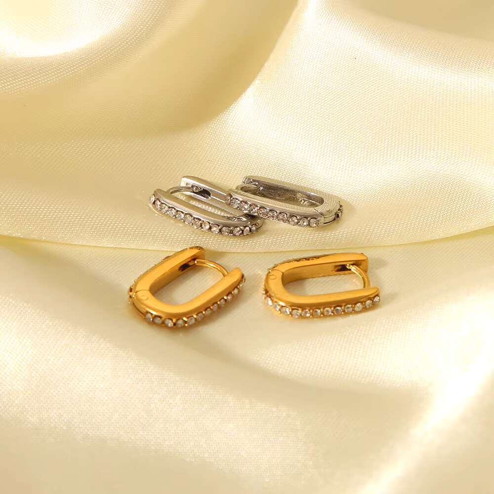 Wholesales Bulk Gold Plated Non Fade Dainty Zircon O-Shaped Stainless Steel Small Hoop Earrings Women Jewelry
