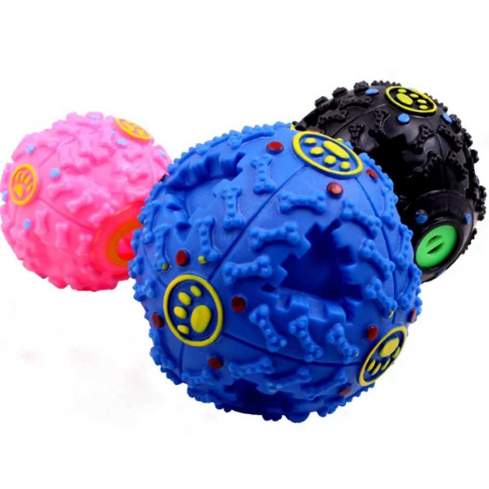 High Quality 7.5/10/12cm Small Dog Pet Toy Natural Rubber Leakage Food Ball Interactive Pet Cat Teeth Training Chewing Toy T2504012