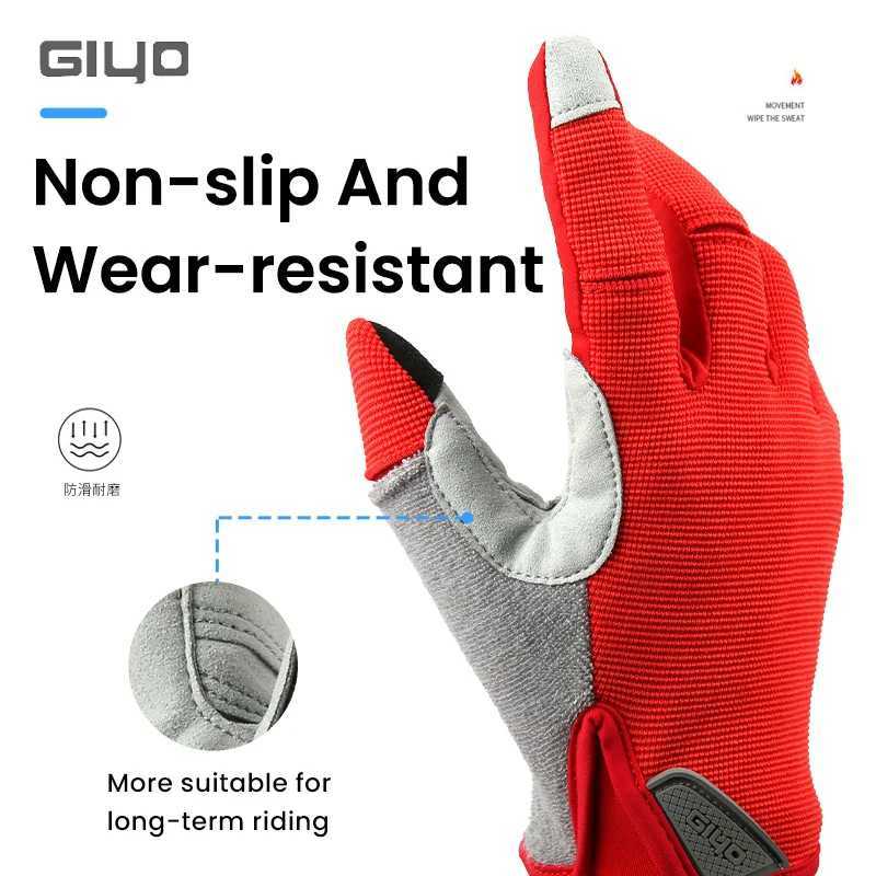 GIYO Wear-resistant Cycling Gloves Touch-Screen Lycra Breathable Anti-Slip Full Finger Gloves Sport Mittens Tactical Bike GlovesC250412