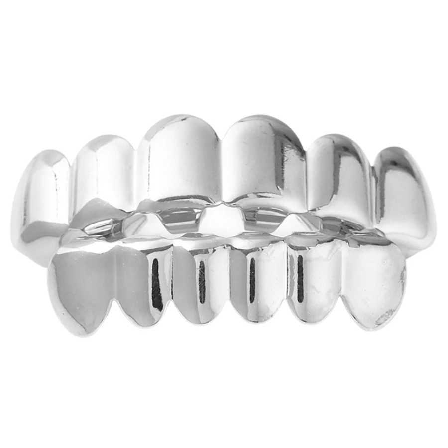Classic Fashion 6/6 Teeth Grill Hip Hop 14K Gold Plated Hat Decorative Bracket Mens Jewelry Dental Grill W250412