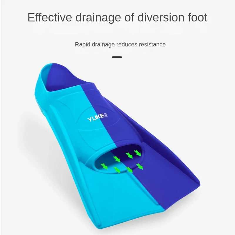 Swimming Training Fin Silicone Professional Scuba Diving Fin Short Mens Inflatable Swimming Fin Childrens Flip Cover Equipment SetY250412