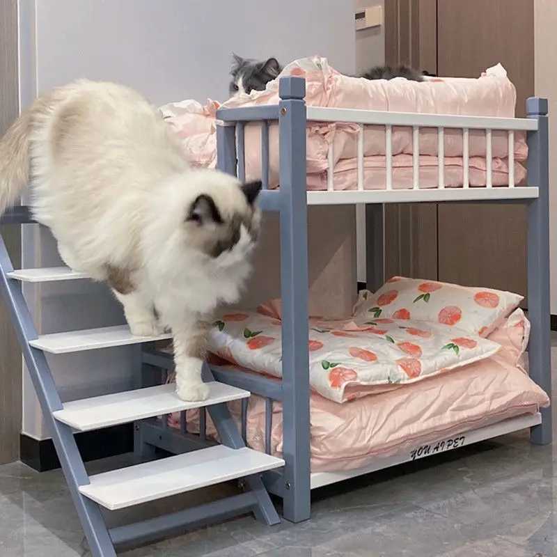 Dog bed solid wood puppy cat bed up and down sand pit pet double bed up and down double bed X250412