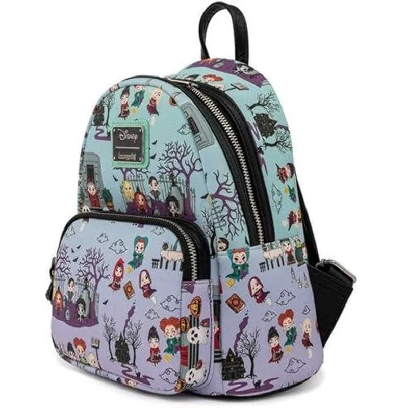 Disney New Disney Loungefly Mad Witch Print Backpack Mini ChildrenS Cartoon Bag Elementary School Backpack Convenient Travel Bag Gift X250412