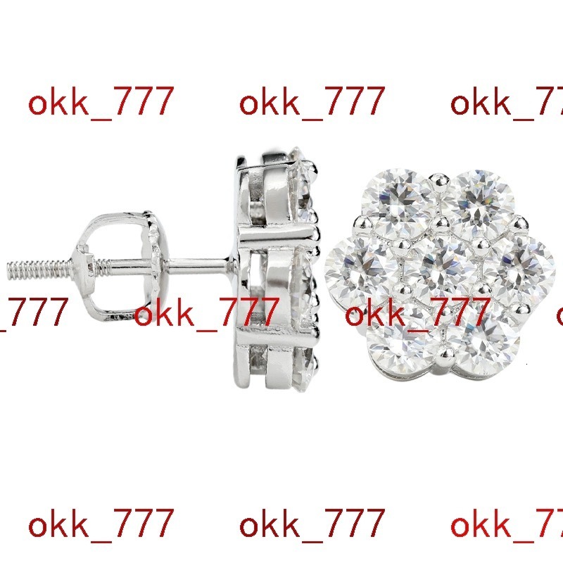 Cluster FlowerS 925 VVS Moissanite Earrings Mens Hip Hop 925 Sterling Silver Moissanite Stud Earrings With Certificate