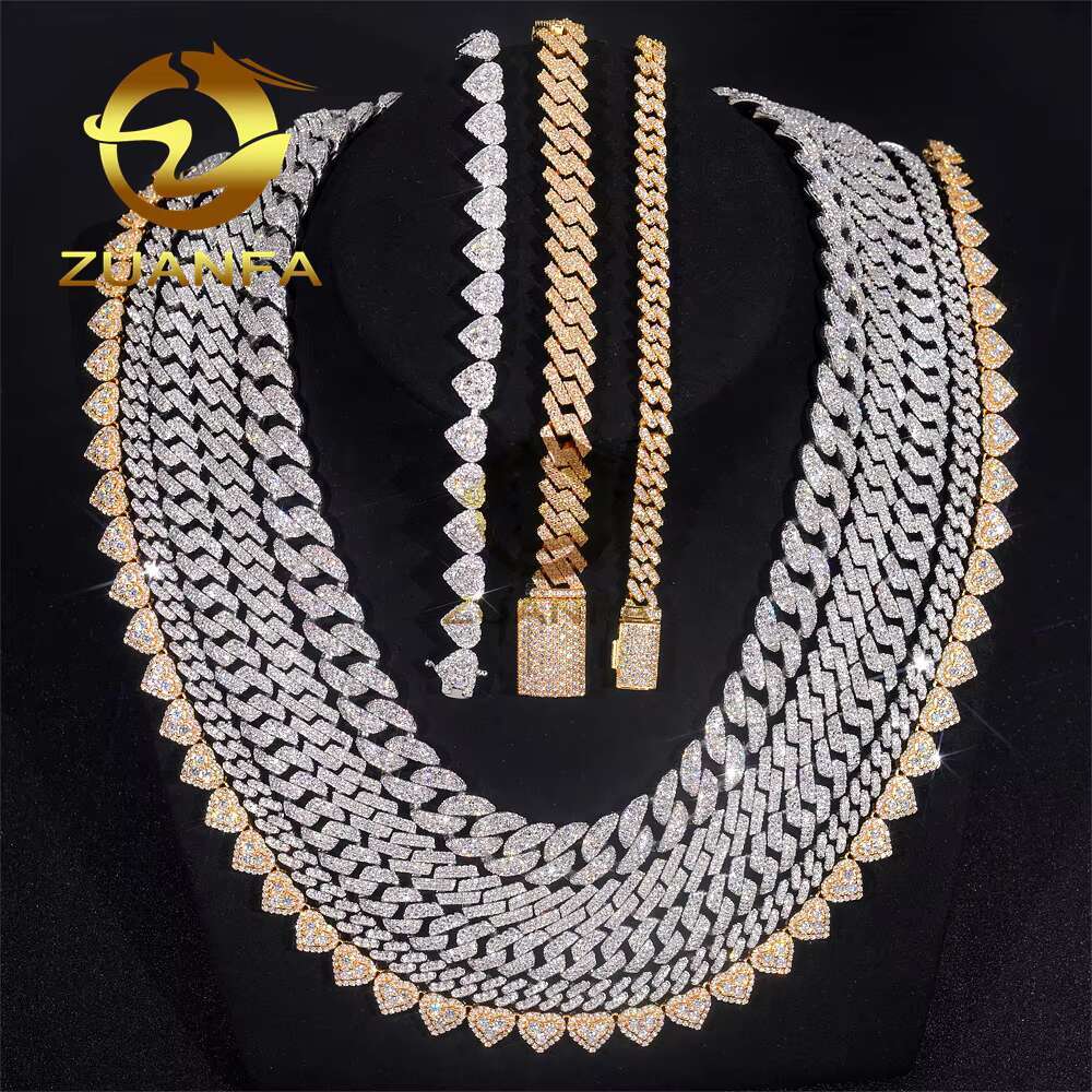 Cheap 8mm 10mm 12mm 13mm Vvs Moissanite k Men's Quick Delivery Hip Hop Style Iced Cuban Chain