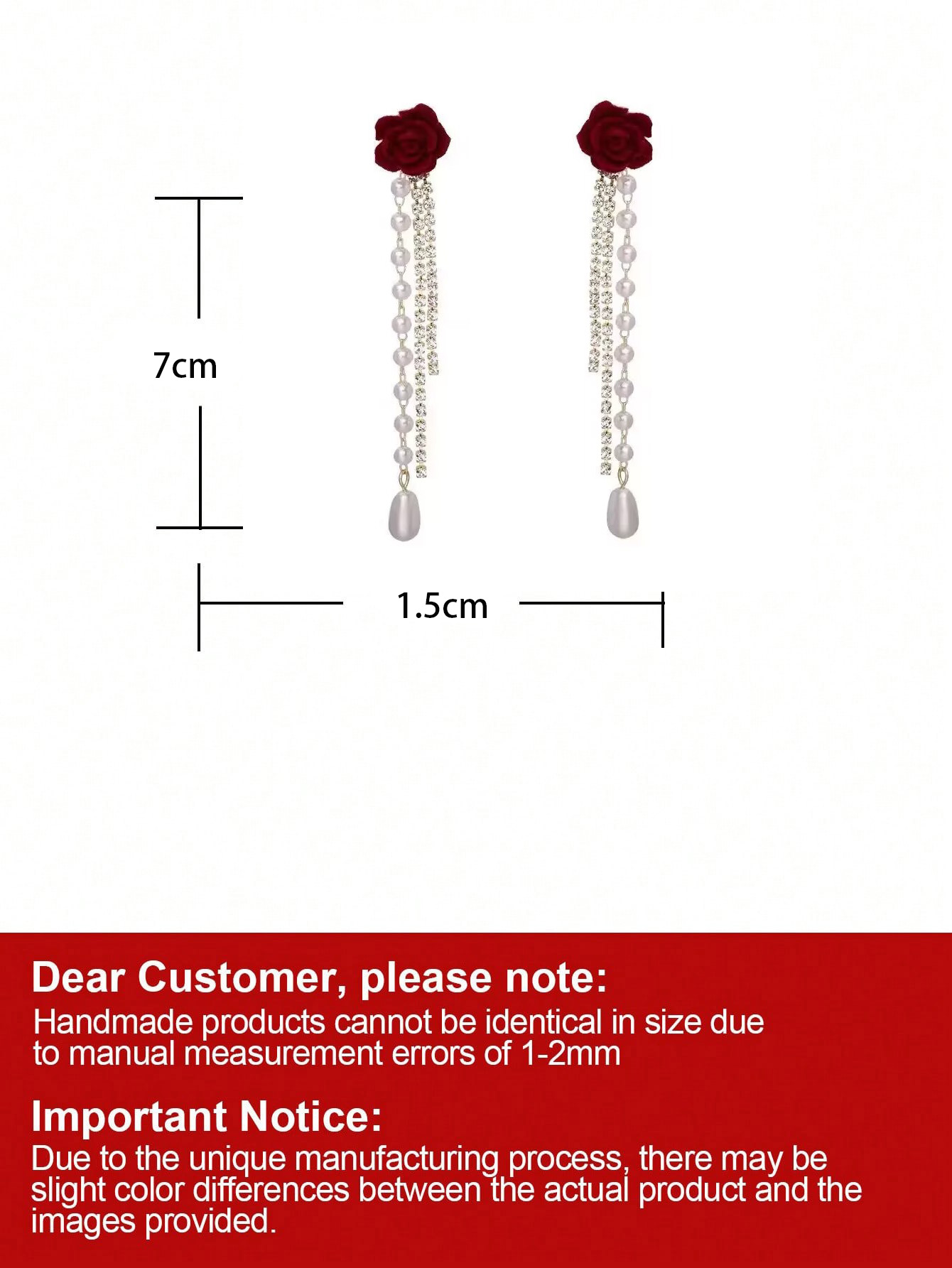 Ladies' earrings with red rose tassel earrings