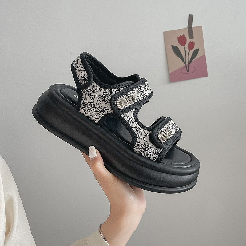 designer shoes 2025 new Women's thick-soled sandals Velcro beach sandals platform soles leisure and sporty sandals
