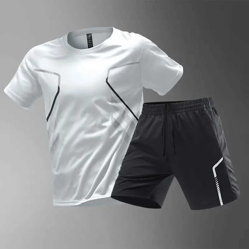 Summer Mens Set New Quick Drying Breathable Gym Clothing Training Short Sleeve Top Short Sleeve Set Outdoor Daily Casual Two Piece SetXJ250412