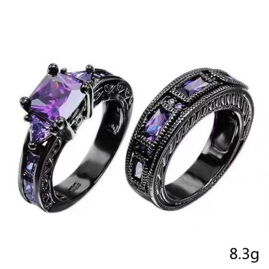 Free sale luxurious and popular retro black and purple zircon rings accessories gifts.XJ250412