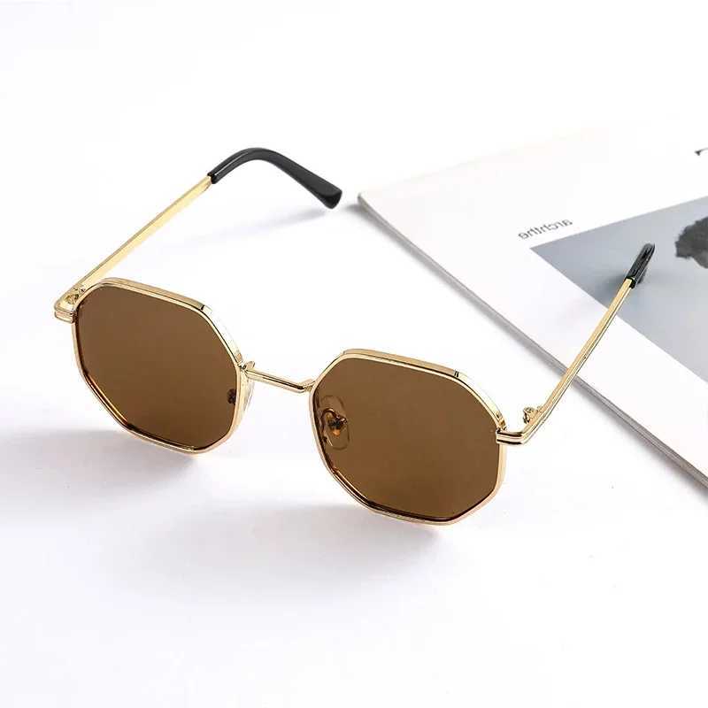 Fashion Boys Girls Octagon Metal Sunglasses Polygon Trend Childrens Sun Glasses Kids Outdoor UV400 Eyewear Z250411