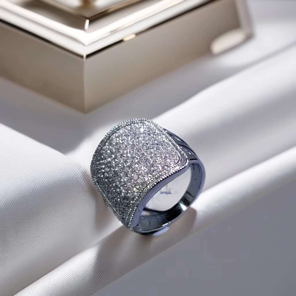 Large Square Design Iced Out Hip Hop Jewelry 925 Silver Moissanite Ring Unique Eternity Rings for Men Gold Ring Designs for Men