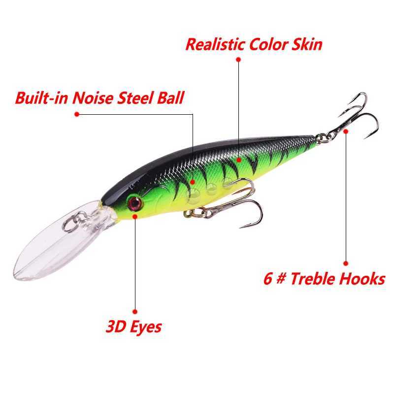 1 Pcs Floating Minnow Fishing Lures 11cm 10g Long Lips Wobblers Plastic Artificial Hard Bait With 6# Hooks Bass Pike Crankbaits Z250411