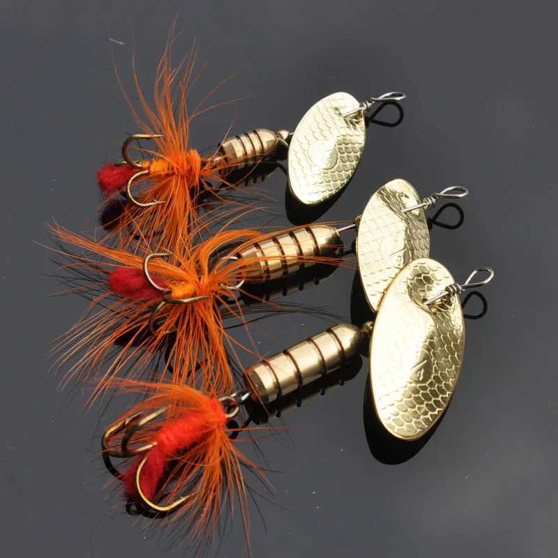2pcs Spinner Spoon Lure 2.5g 4g 5.5g Rotating metal sequins bait treble Hooks Crankbait Hard Bait artificial Fishing Lure Tackle Z250411