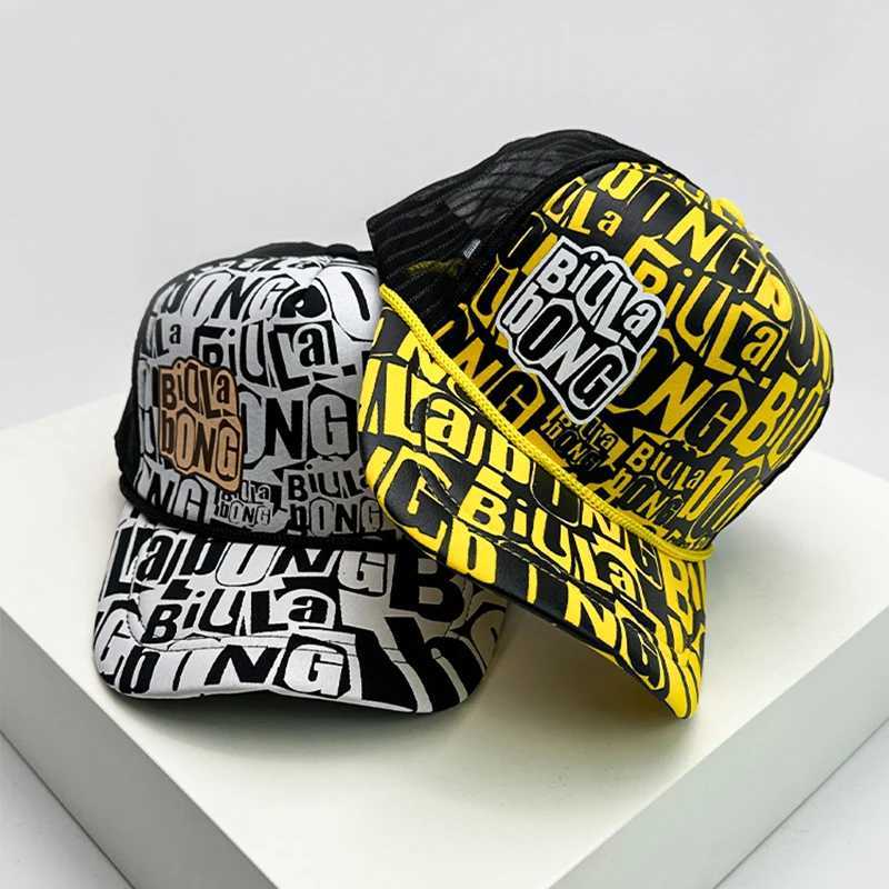 New Fashion Mens Printed Cartoon Baseball Cs Breathable Sunset Edition Korean Hip Hop Half Mesh Hat on Trend StreetXJ250411
