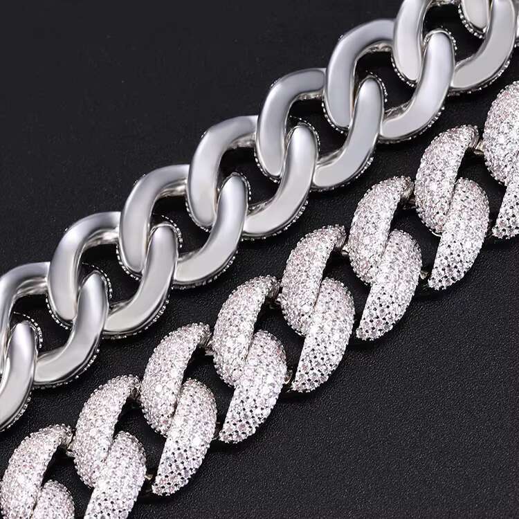 Customizable 4Rows 17mm Wide Heavy Miami Style Sterling Silver Moissanite Necklace Cuban Chain Mens Hip-hop Necklace