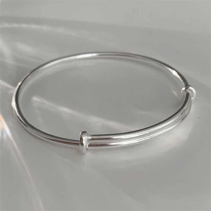 Simple Smooth Pull Geometric Adjustable Cuff Bangles Personality Silver Color Bracelets Women Jewelry Wedding PulseirasC250411
