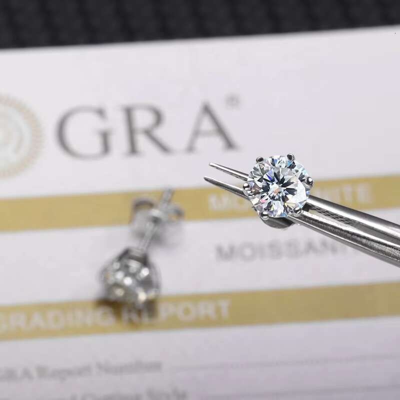 VVS Diamond Earring Factory Cheap Price Solid Gold Plated 925 Sliver Round Brilliant Cut Moissanite Hoop Stud Earrings Men Women