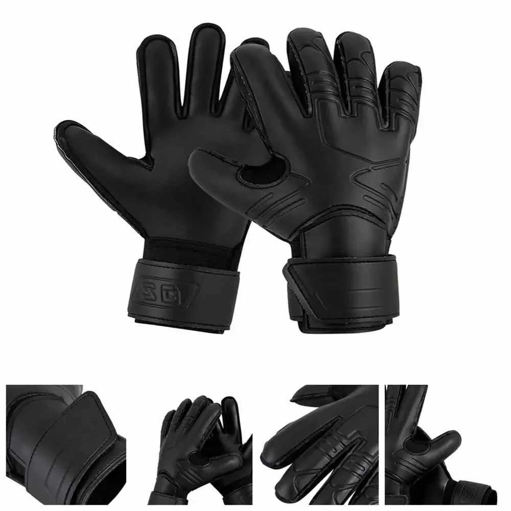 Finger Protection Goalie Gloves Black Durable Latex Soccer Gloves Wear-Resistant Thickened Football Goalkeeper GlovesW251112