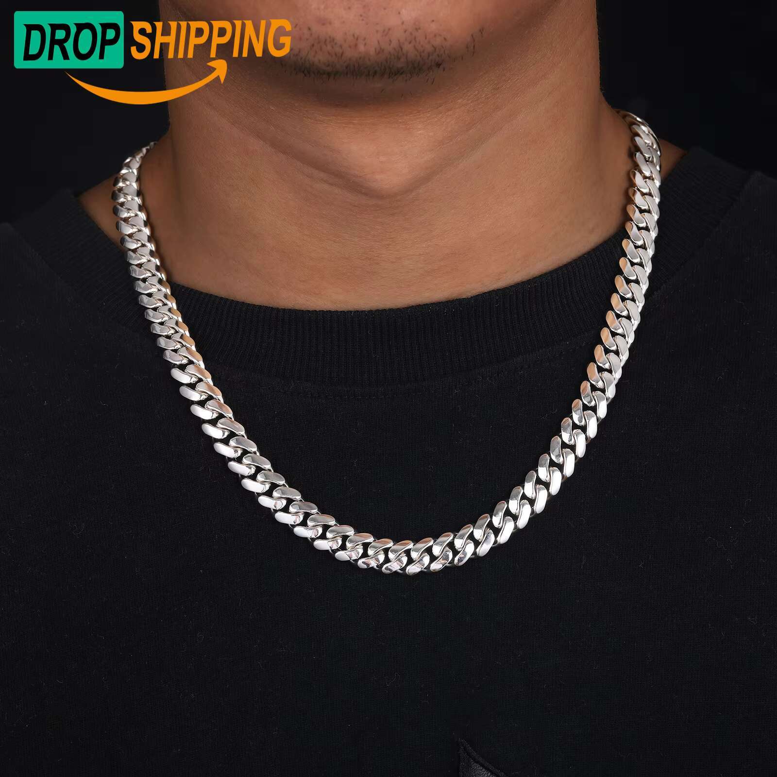 Delivery handmade 6-10mm Miami chain fashion pure sier hip-hop jewelry Cuban necklace for men