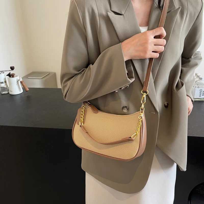 Summer Color Block Underarm Bag Women Office Commuter Clutch Pebbled Leather Geometric Lunch Date ReadyW251112