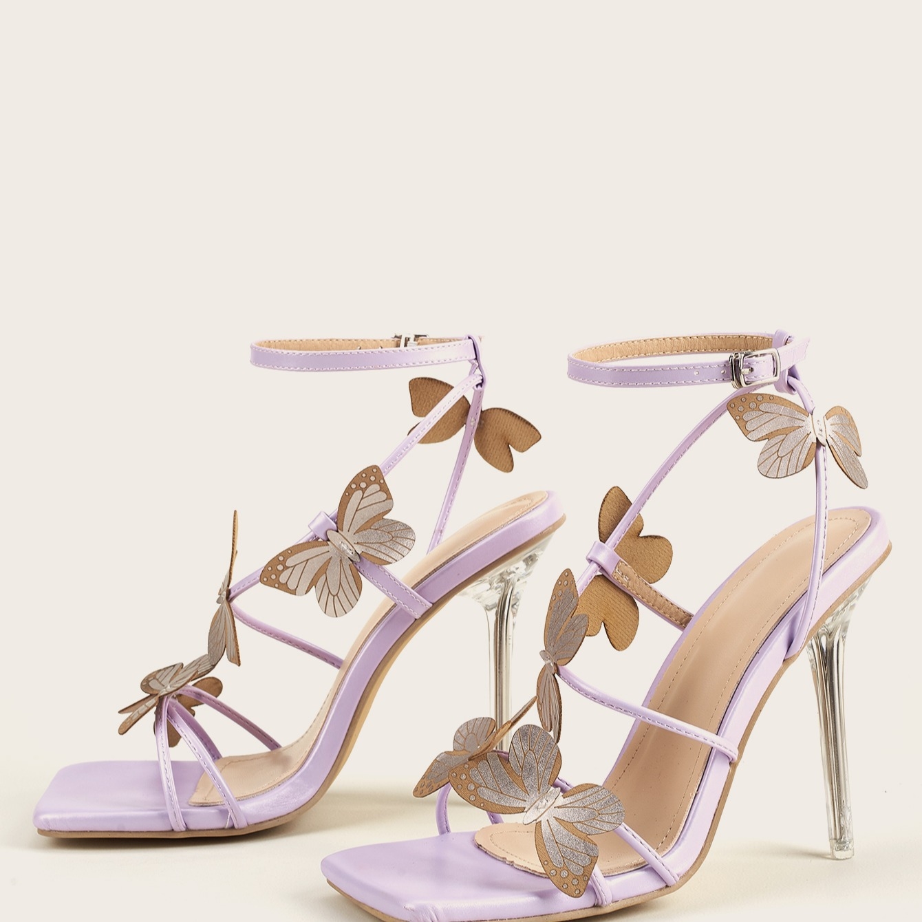 Designer 2025 new bow one-line high heels Crystal with women's fashion sandals Free shipping 35-41 Purple
