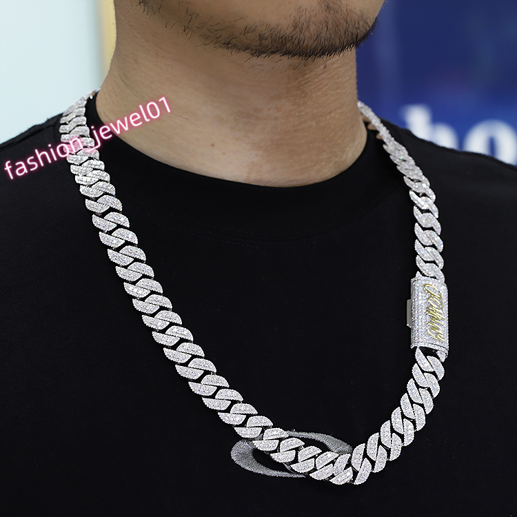 Hip Hop High Quality Heavy Silver 16mm Men Necklace Gold Plated VVS1 Moissanite Diamonds Cuban Link Chain with GRA Certificate