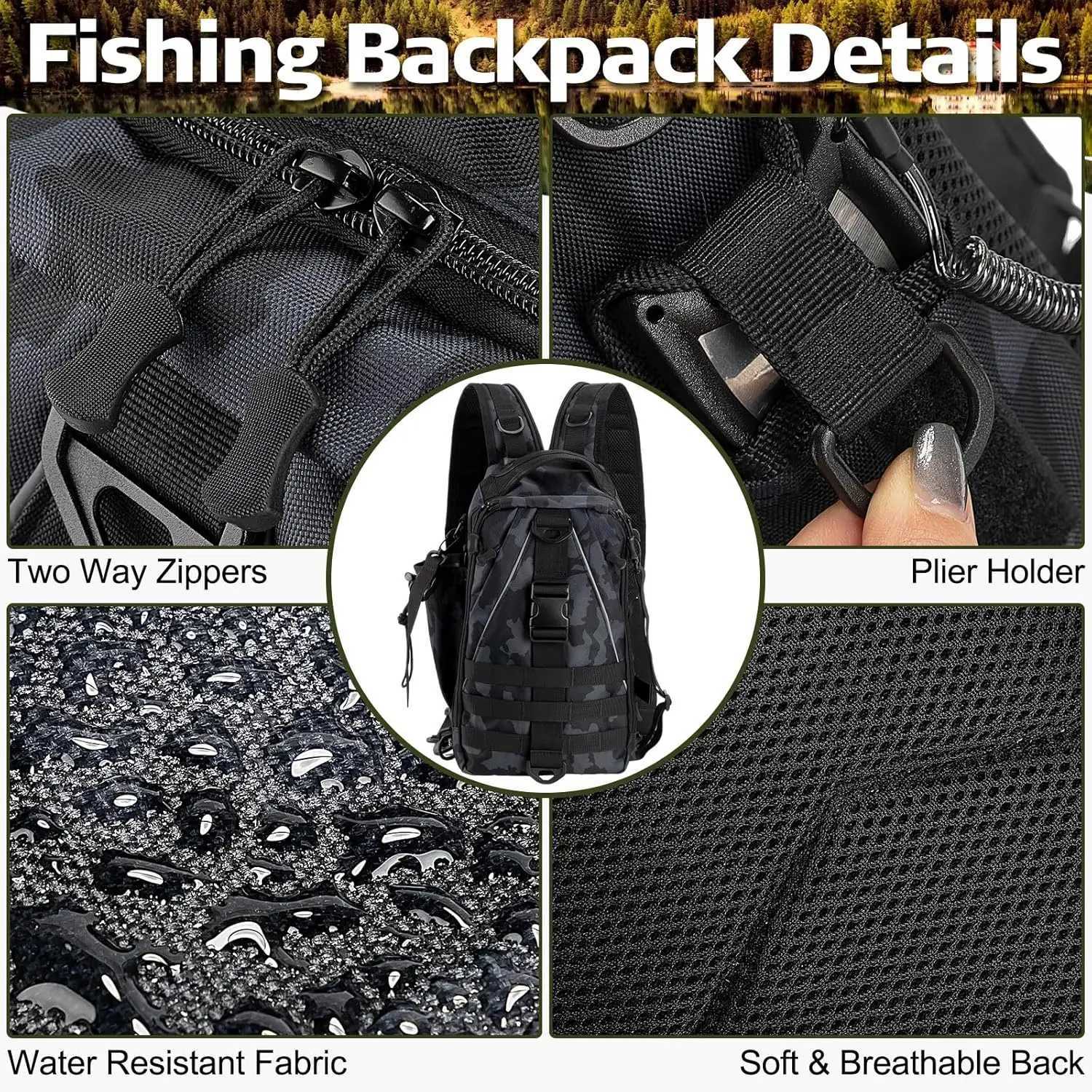 Outdoor Tackle Bag - Large Water-Resistant Fishing Backpack Z250411