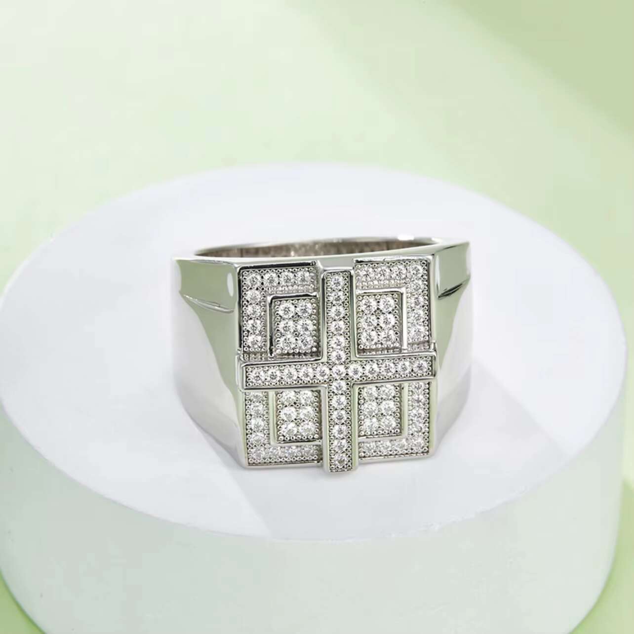 Luxury Fine Jewelry Mens Wedding Ring 0.98ct D Grade Cut S925 Sterling Silver Platinum Plated Moissanite Rings Fashion Style