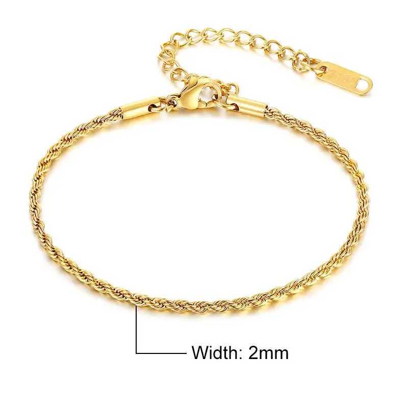 Stainless Steel Bracelet For Men Women Braided 16cm Rope Chain with 5cm Extender Adjustable Jewelry Gold Color Silver ColorC250411