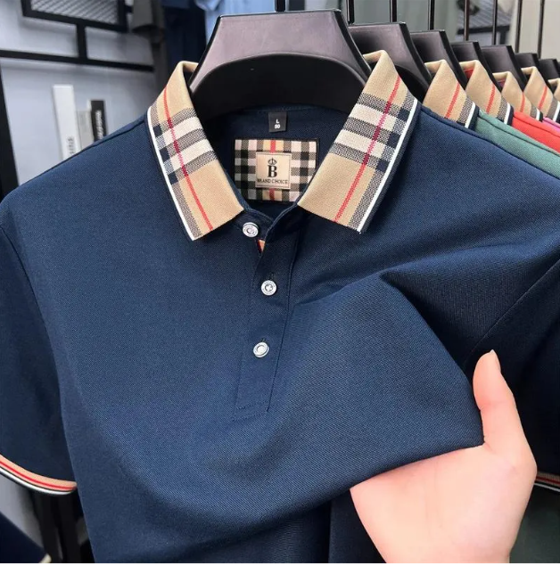 Men's Polos Luxury Long Sleeve Polo Shirt Men Fashionable Simple Solid Color Winter Mercerized Pure Cotton Breathable Casual Lapel T