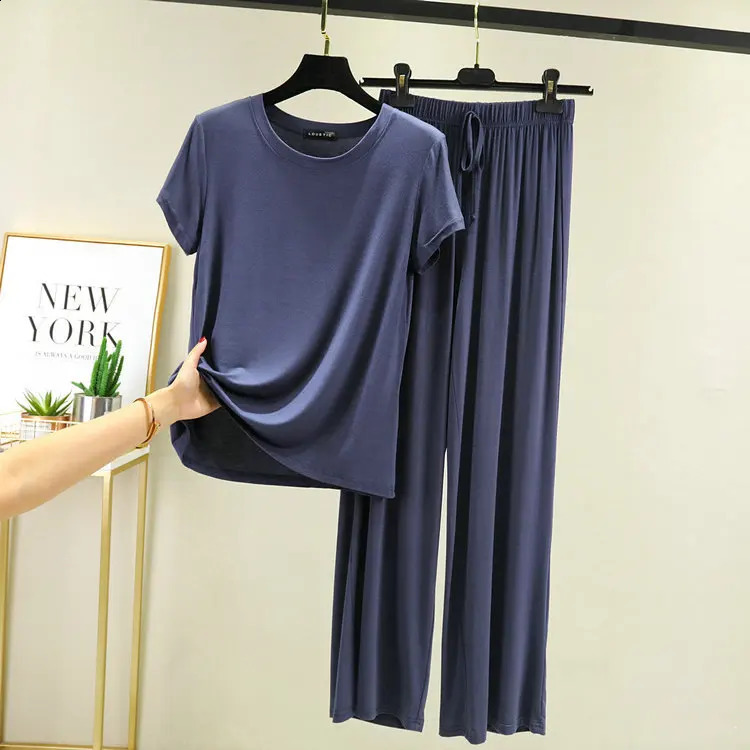 Summer 2025 Modal Pajama Sets Women Lounge Cute Sleepwear Short Sleeve Casual Nightwear Large Size M-XXL Female Pijamas 250409
