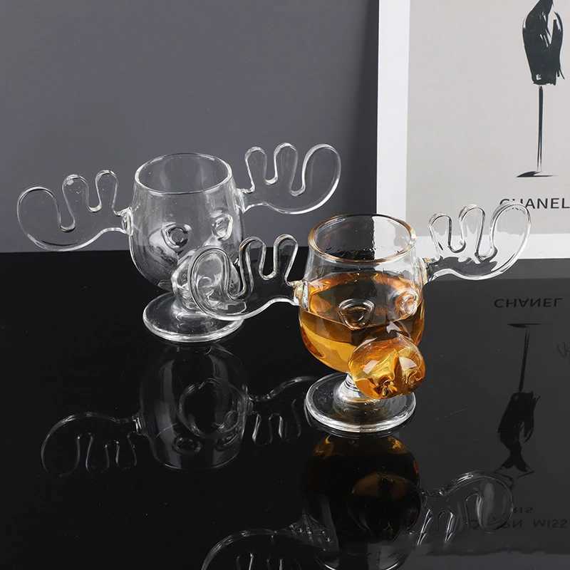 Christmas FOME Christmas Elk Wine Glass Cup Transparent Cocktail Juice Cup Reindeer Glass Mug Party Beer Whiskey Glasses Shot Cups Y251112