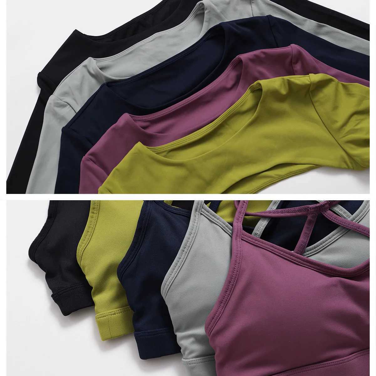 2/3PC Womens Tracksuit Seamless Long Sleeve Yoga Set Workout Sportswear Gym Clothing High Waist Leggings Fitness Sports Suits J251112