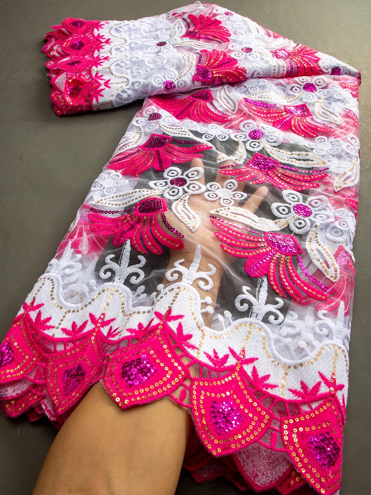 French Tulle Milk Silk Lace African Sequins Milk Silk Lace Fabric High Quality Nigerian Lace For Women Wedding Dress2.5Yard3473 250407