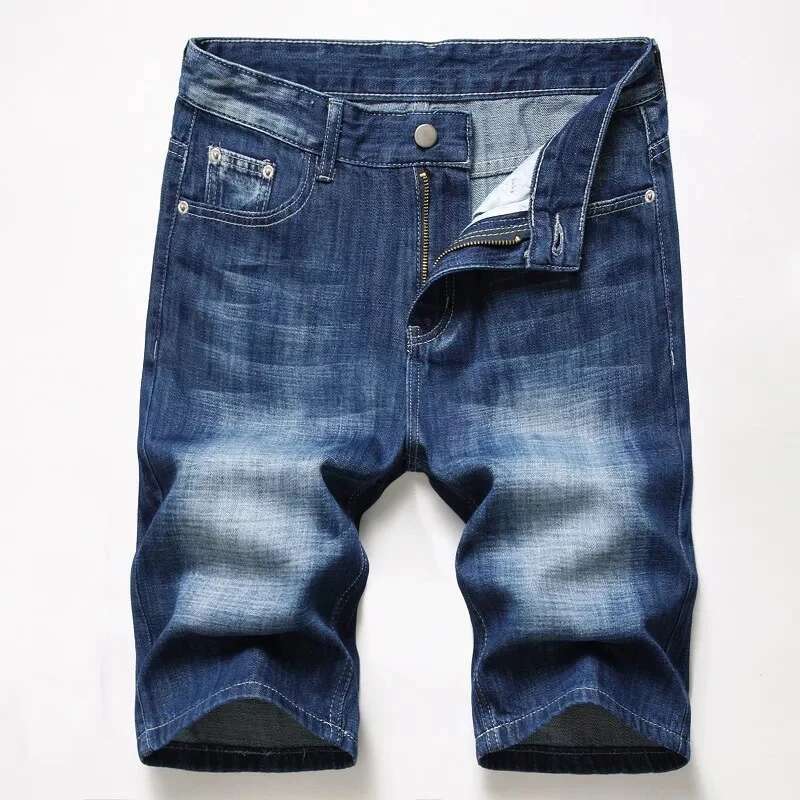 Ripped Knee Length Men's Straight Shorts Mens Fashion Summer Denim Short Pants Bermuda Cotton Casual Jeans Plus Size