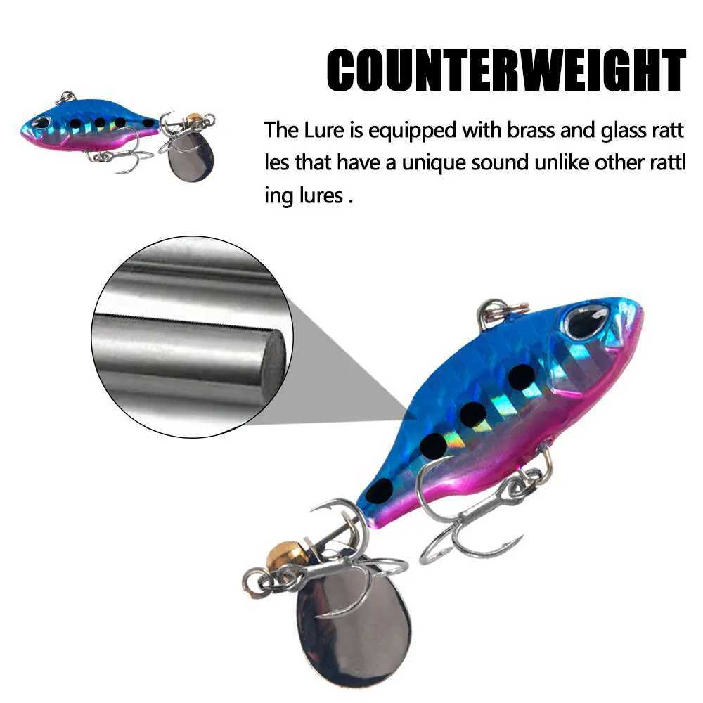 1PCS 4.8cm 8.5g Rotating VIB Bait With Spoon Vibration Fishing Lure Crankbait Jig Sequins Tail Bass Hard Baits Tackle Pesca Z250411