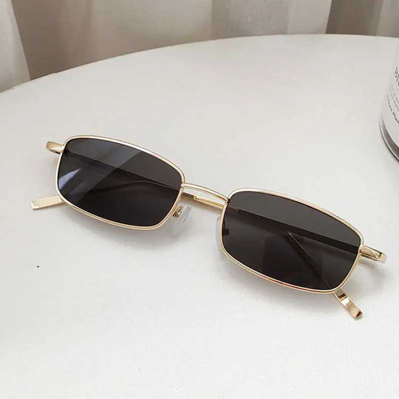 Fashion Small Rectangle Sunglasses Men Women Vintage Square Driving Sun Glasses Luxury Brand Metal Frame EyewearC250411