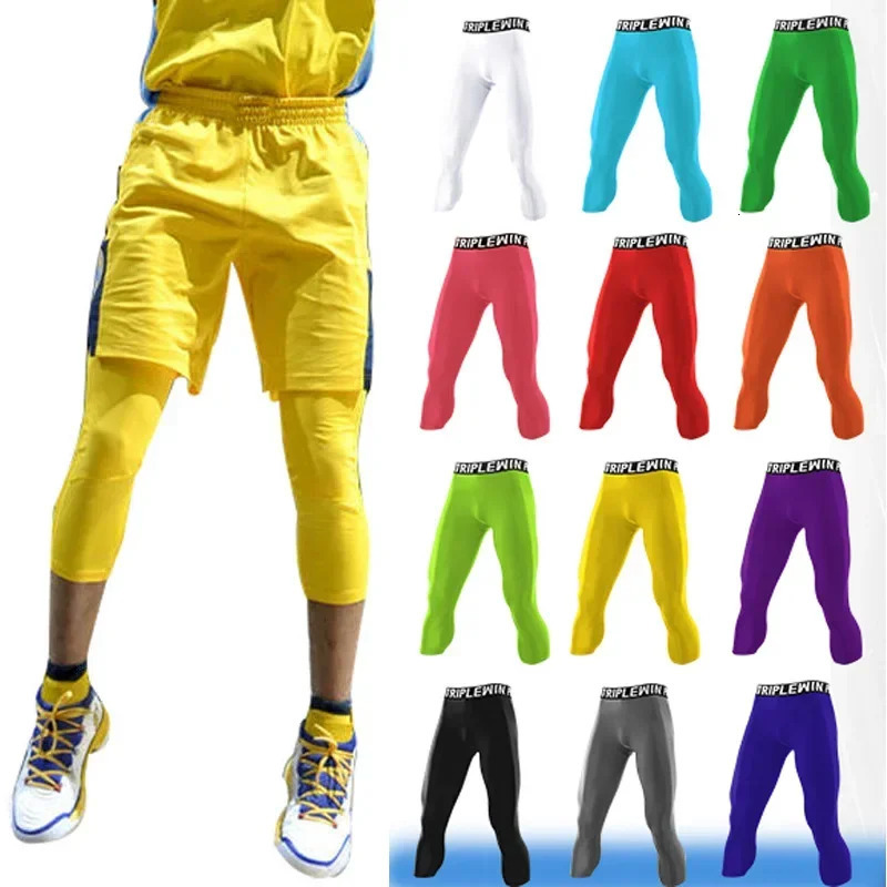 Men GYM Running Tights Pants Kid Children Soccer Fitness Exercise Sport 3/4 Cropped Legging Shorts J12251111