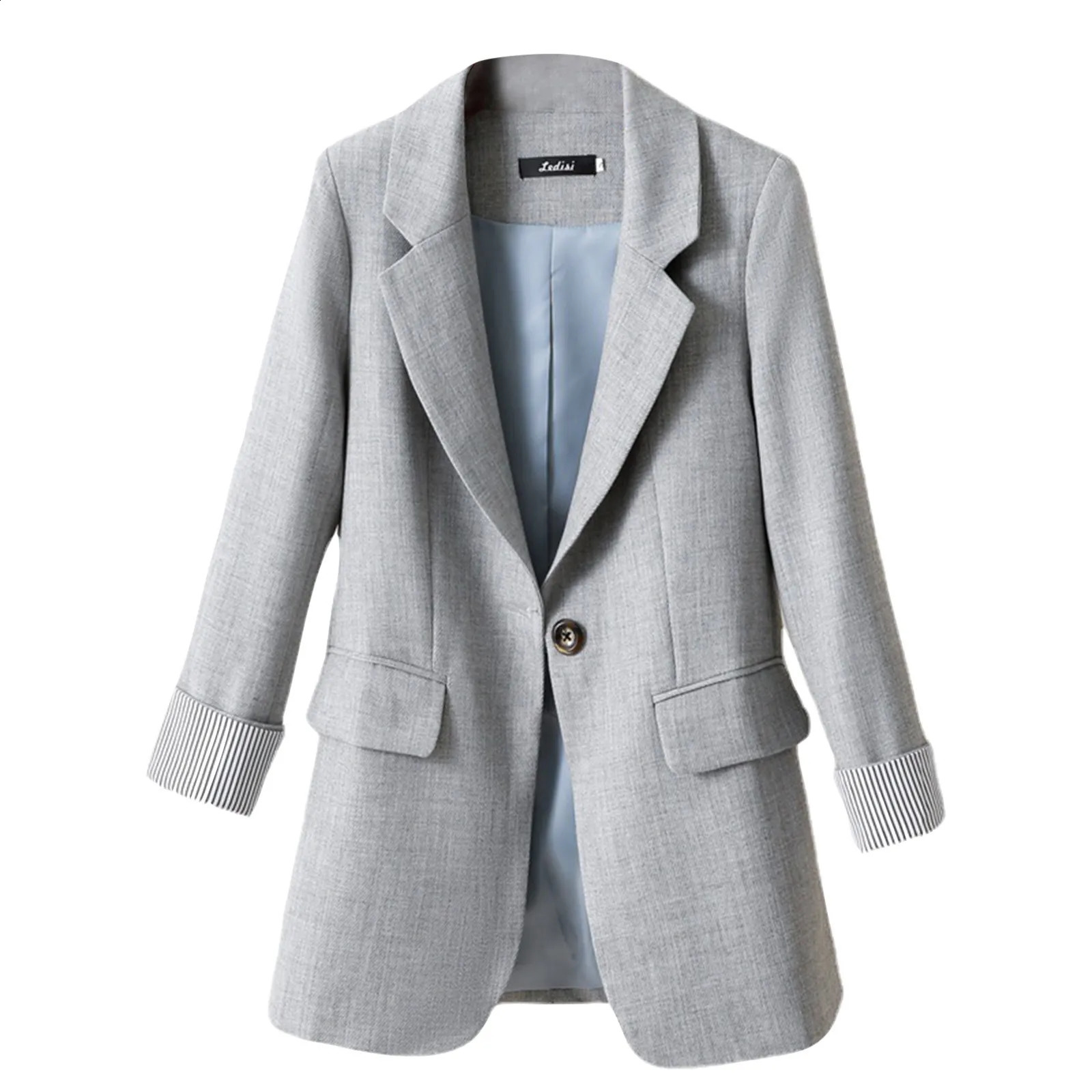 Office Lady Blazer Autumn Casual Plus Size Collar Oversized Womens Jacket Single Button 250407