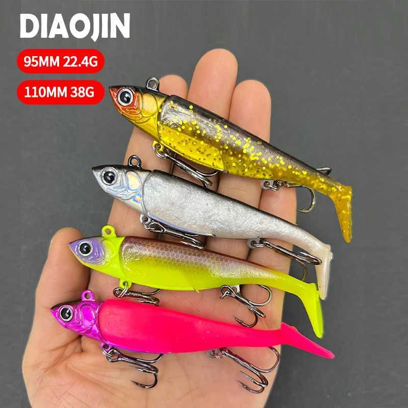 Artificial soft bait with jig head 22g 38g Jigging soft lure rubber pesca fishing bass lures swim bait with T tail Jigging Lure Z250411