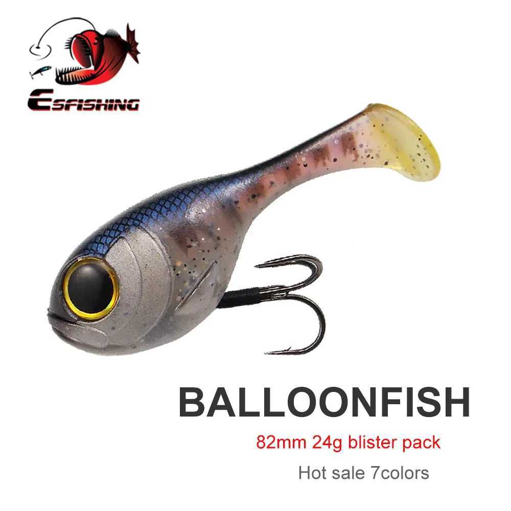 ESFISHING Silicone Soft Bait Balloonfish 82mm24g 1pcs Deraball with Quality Hook Pesca Artificial Fishing Lure Tackle Z250411