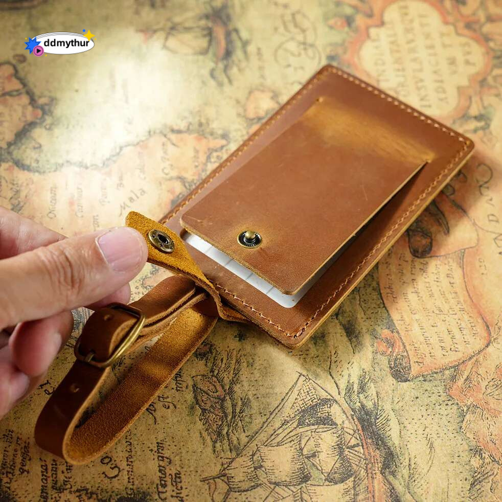 Lage Tags Genuine Men Women Suitcase Name Baggage Tag Crazy Horse Leather Airplane Labels Travel Accessories ddmythur