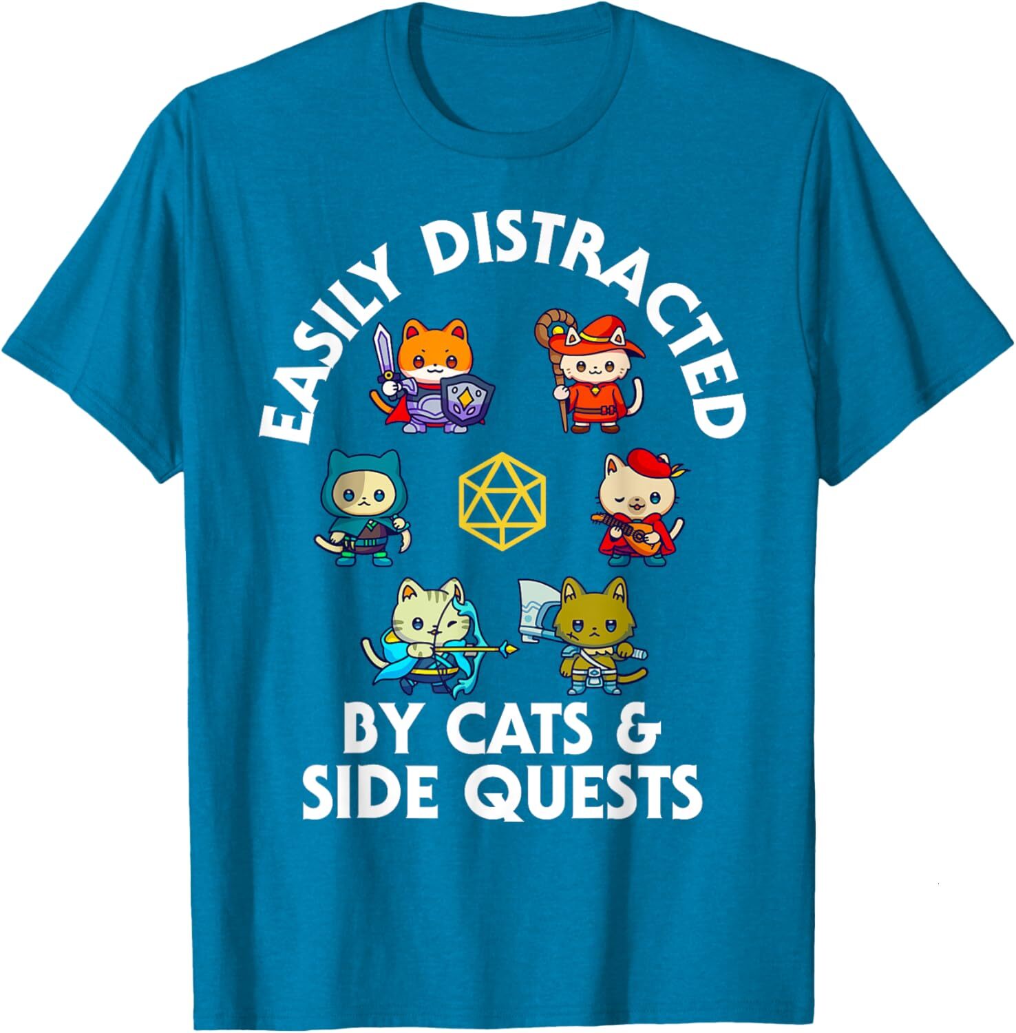 T shirt for Mens RPG Gamer Cats Side Quest Funny Nerd ADHD Cat Men Women Graphic Tee Casual Tops Clothes Short sleeve