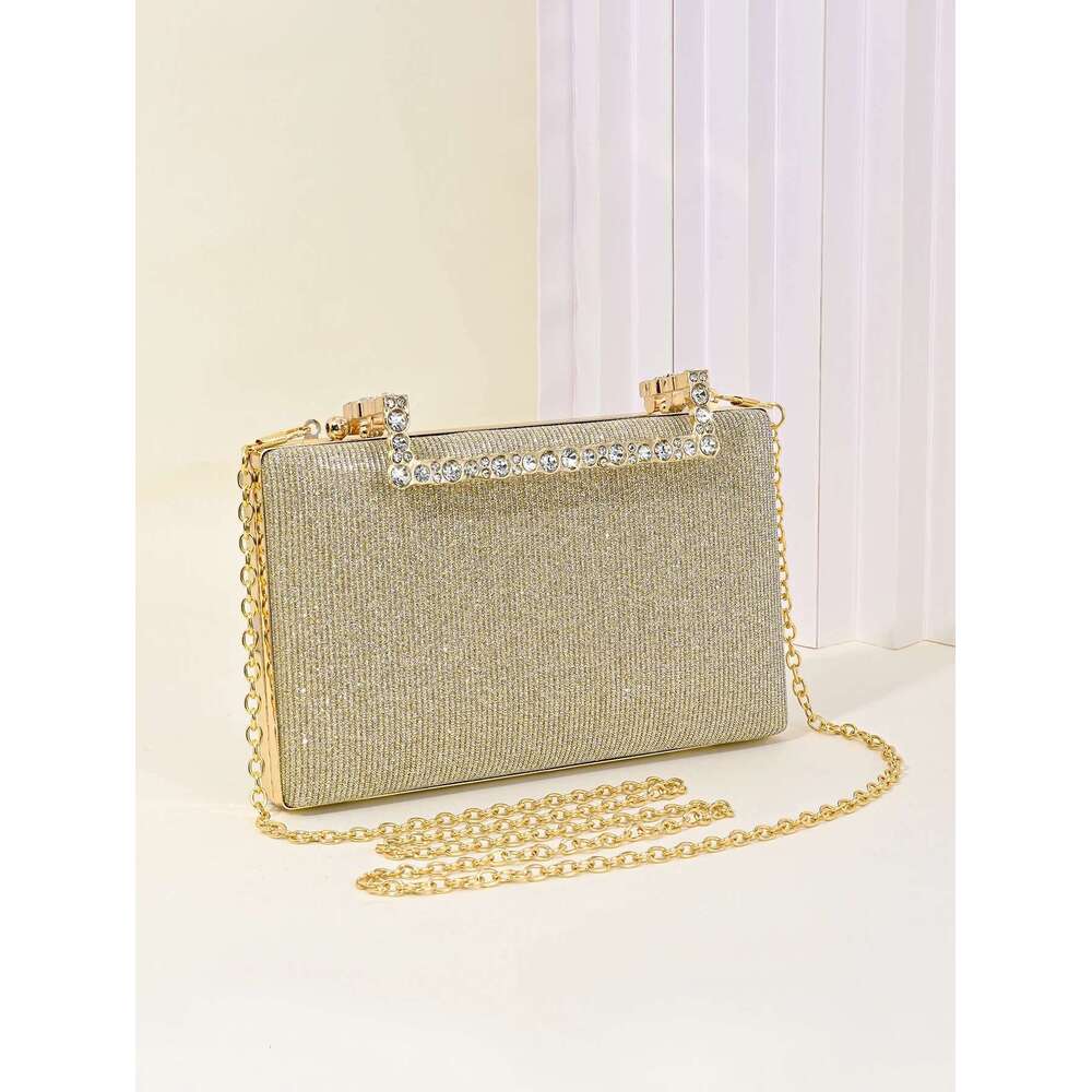 1 PC Sparkg Crystal Clasp Clutch Purses Bride and Bridesmaid Handbag Elegant Detachable Chain Evening Bag for Women Club Par