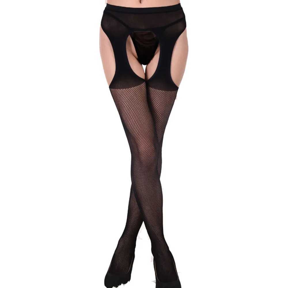 Sexy pendant stockings high knee socks open crotch pantyhose grab womens crotch tight sexy party lace sex W250412