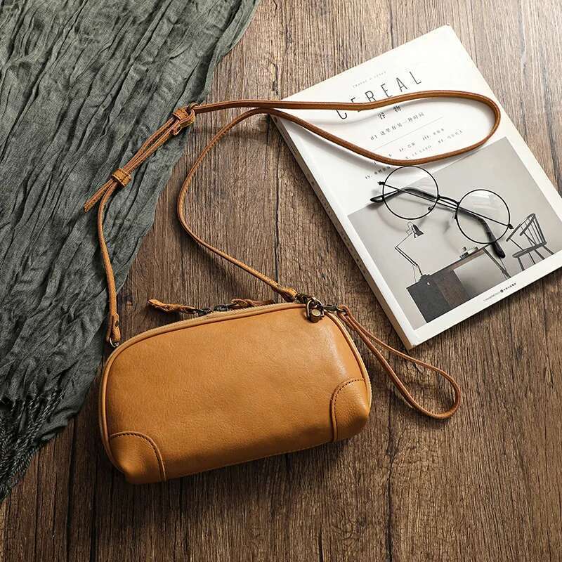 Simple Genuine Leather Women Small Bag Leisure Natural Soft Cowhide Solid Color Versatile Shoulder & Crossbody Bags